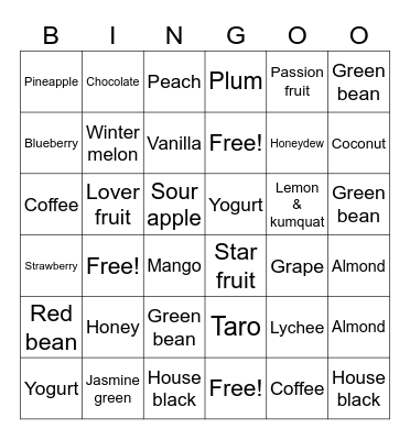 BOBA BINGO 🧋 Bingo Card