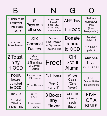 COOKIE BOOTH Bingo Card