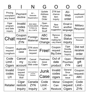 CC Bingo Card