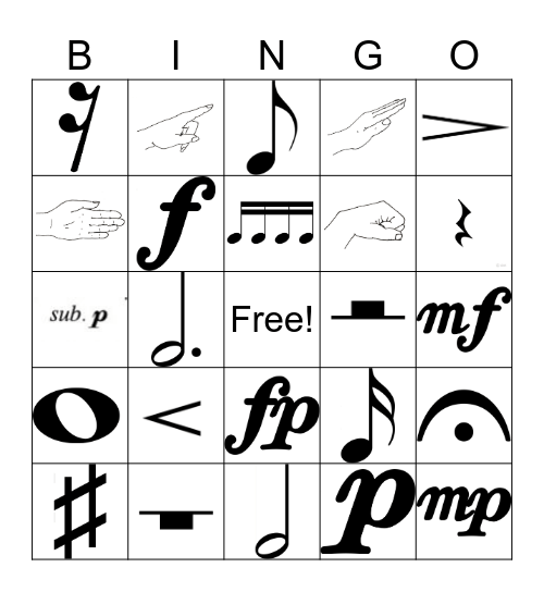 Music Symbol Bingo Card