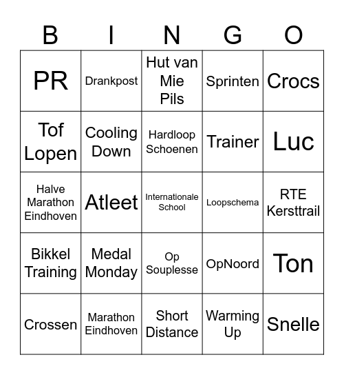 Running Team Eindhoven Bingo Card
