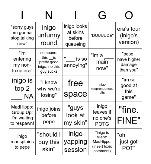 inigo ow2 bingo Card