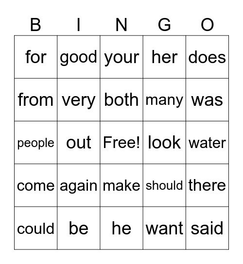 Set 3 Bingo Card