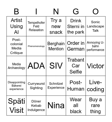 Transmediale Bingo Card