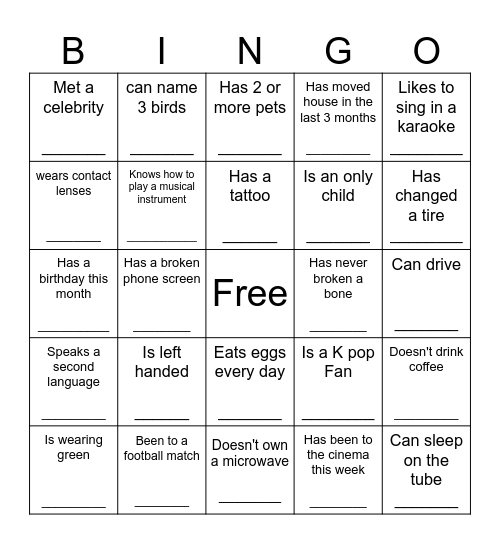 Ultimate Filipino Human Bingo Card