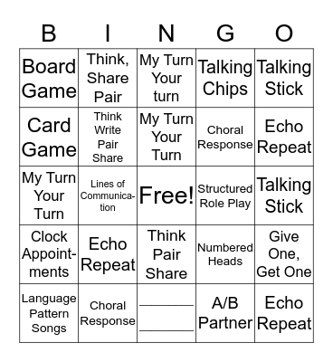 ELD Bingo Card
