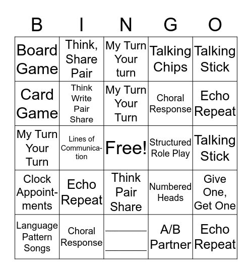 ELD Bingo Card