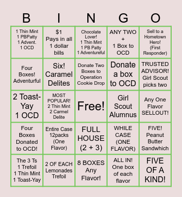 COOKIE BOOTH Bingo Card