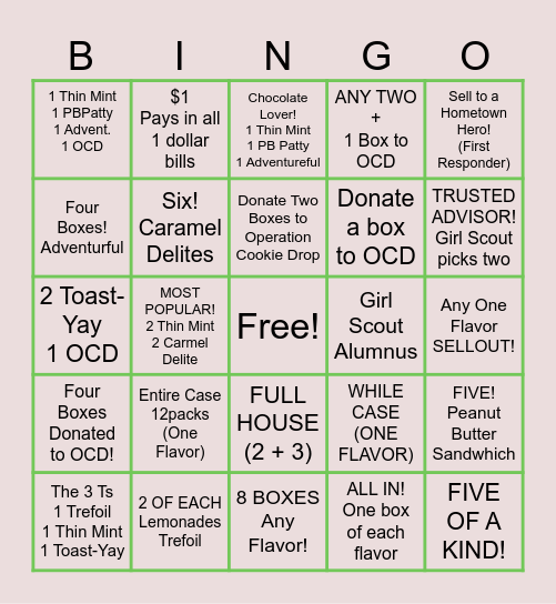 COOKIE BOOTH Bingo Card