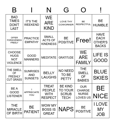 LOVE EACH OTHER Bingo Card