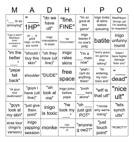 inigo ow2 bingo REVISED Bingo Card