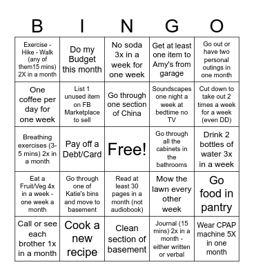 Monthly Bingo - June Bingo Card