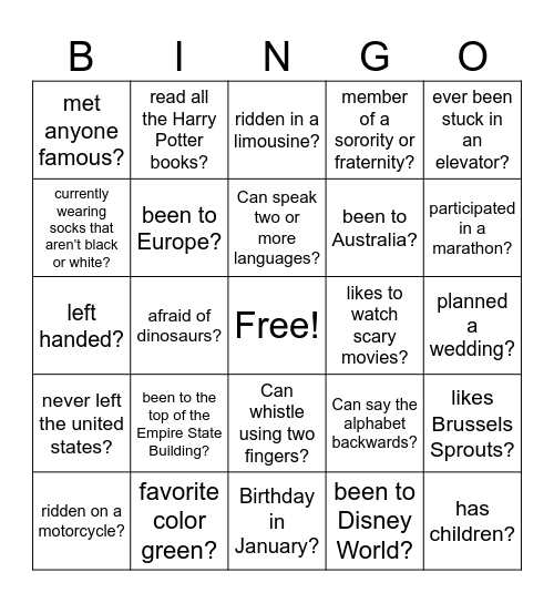 CIG Bingo Card