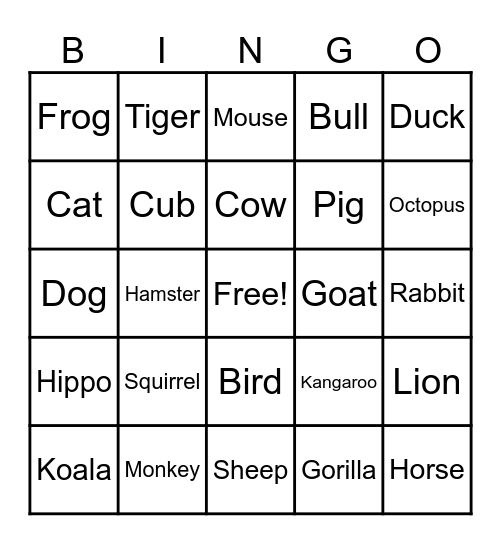 ACNH Villager Bingo Card