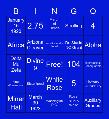 NYU Zeta Bingo #2 Bingo Card