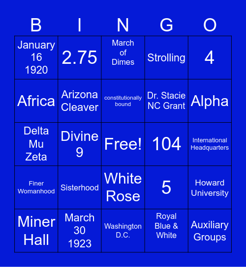 NYU Zeta Bingo #2 Bingo Card