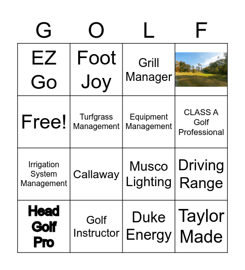 Knights Play Golf Center Bingo Card