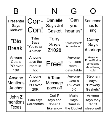 Sales Meeting 2024 Bingo Card