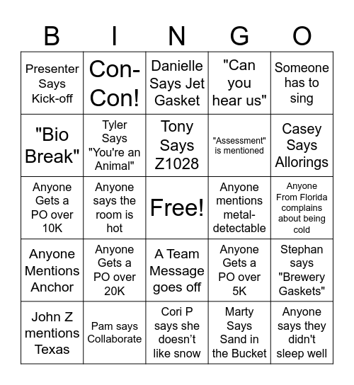 Sales Meeting 2024 Bingo Card