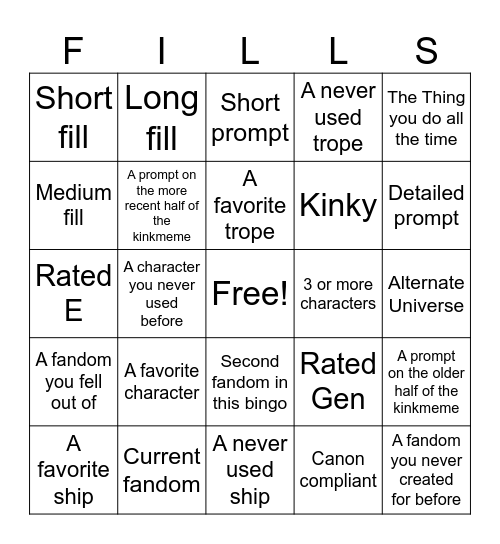 Kinkmeme Bingo Card