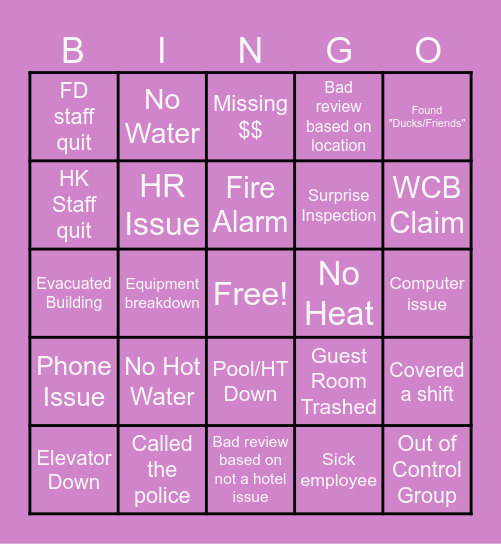 GM Crisis Bingo Card