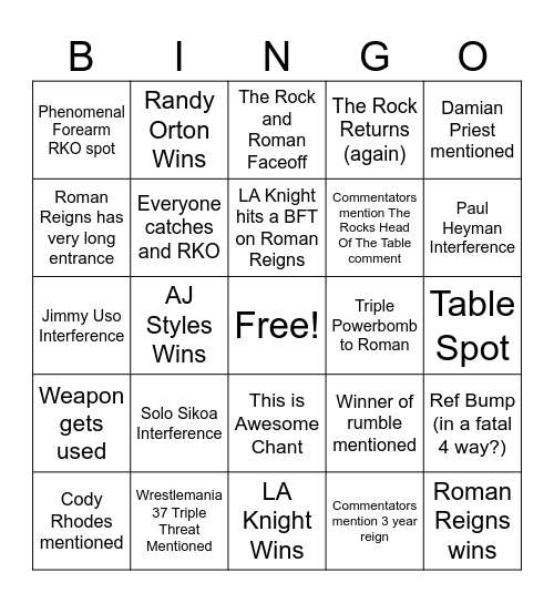 Fatal-4-Way Bingo Card Bingo Card