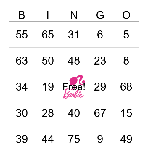 Number Bingo 1-75 Bingo Card