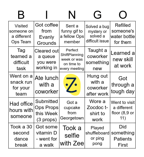 Operations May Bingo! Bingo Card