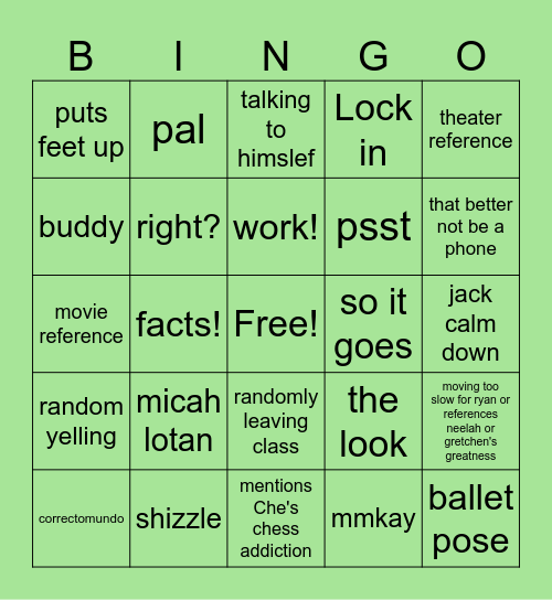 John sayings bingo Card
