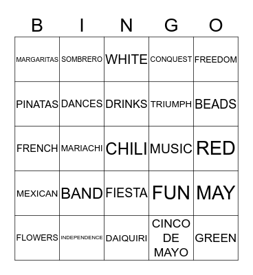 CINCO DEMAYO Bingo Card