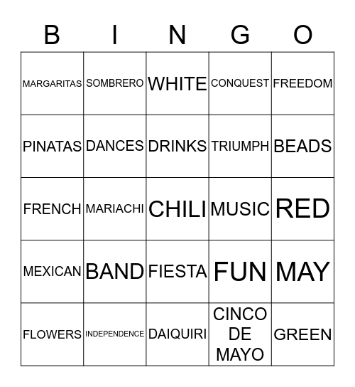 CINCO DEMAYO Bingo Card