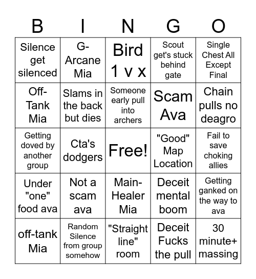 Deceit's Ava Bingo Card