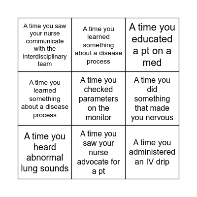1st day Bingo! Bingo Card