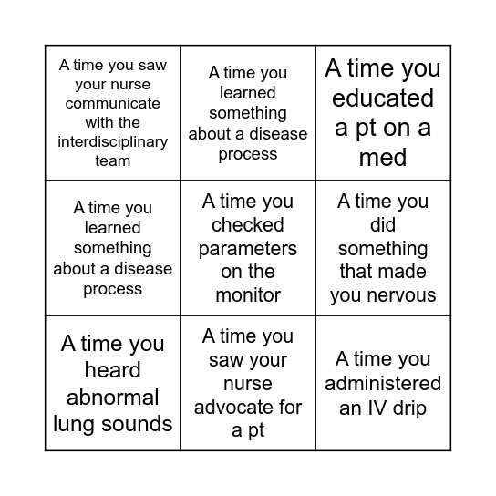 1st day Bingo! Bingo Card