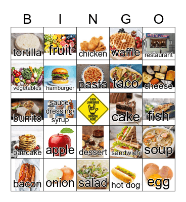 ASL Foods Bingo Card