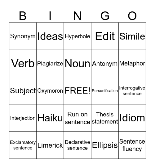 Poooooooop Bingo Card