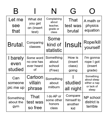 Wasay's Bingo Card Bingo Card