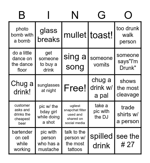 Kari Necole's 27th Birthday Bingo Card