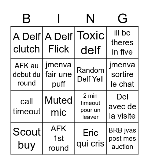 DELFIK BINGO CARD Bingo Card