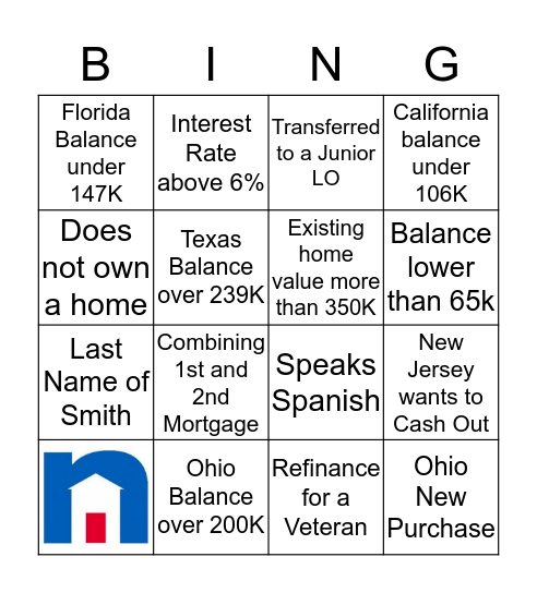 Transfer Bingo Card