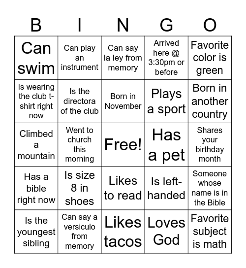 Human Bingo (Pathfinder Edition) Bingo Card