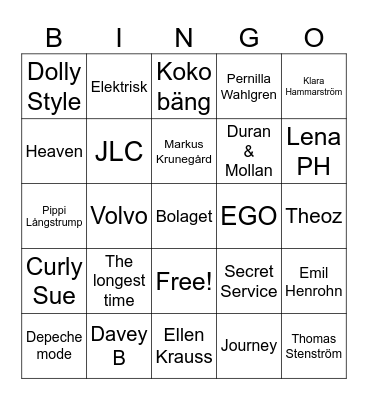 Jenny Bingo Card