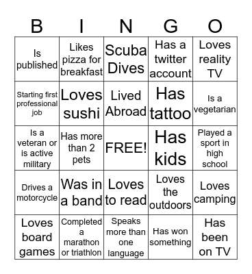 Human BINGO Card