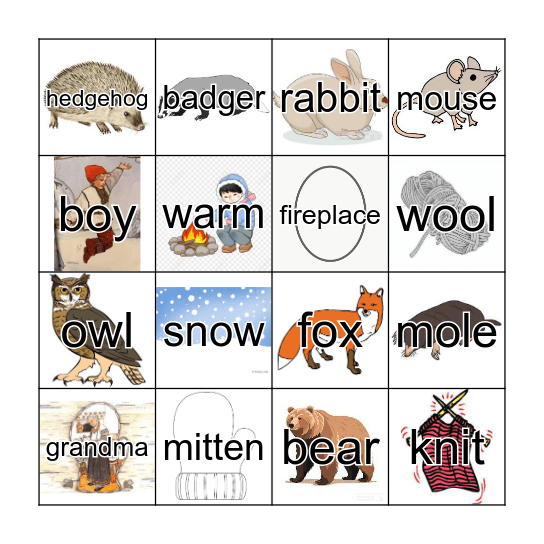 The Mitten Bingo Card