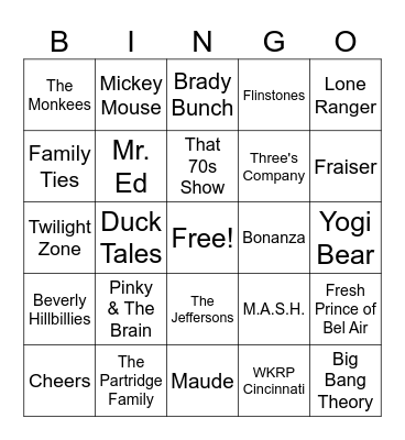 TV Show Theme Songs Bingo Card