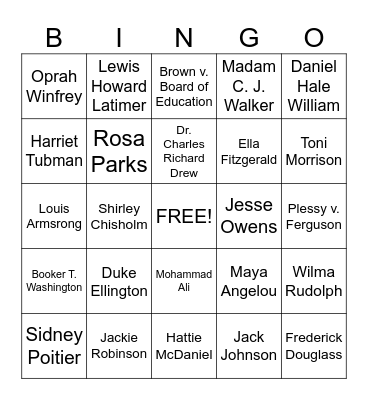 Black History Month Bingo Card