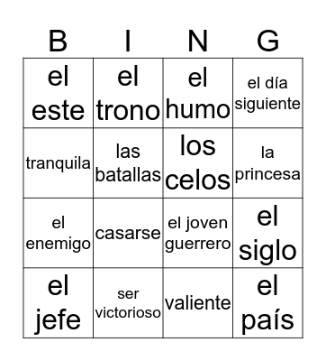 Leyenda Los Novios Bingo Card