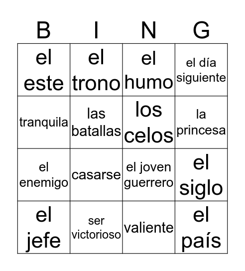 Leyenda Los Novios Bingo Card