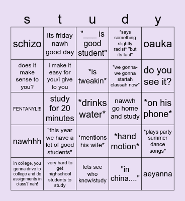 dr lin bingo! Bingo Card