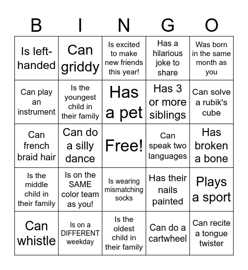 Find Someone Who... (No Repeats!) Bingo Card